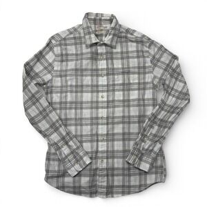 FAHERTY Flannel Button Up Shirt Men Medium Grey Plaid Long Sleeve Organic Cotton